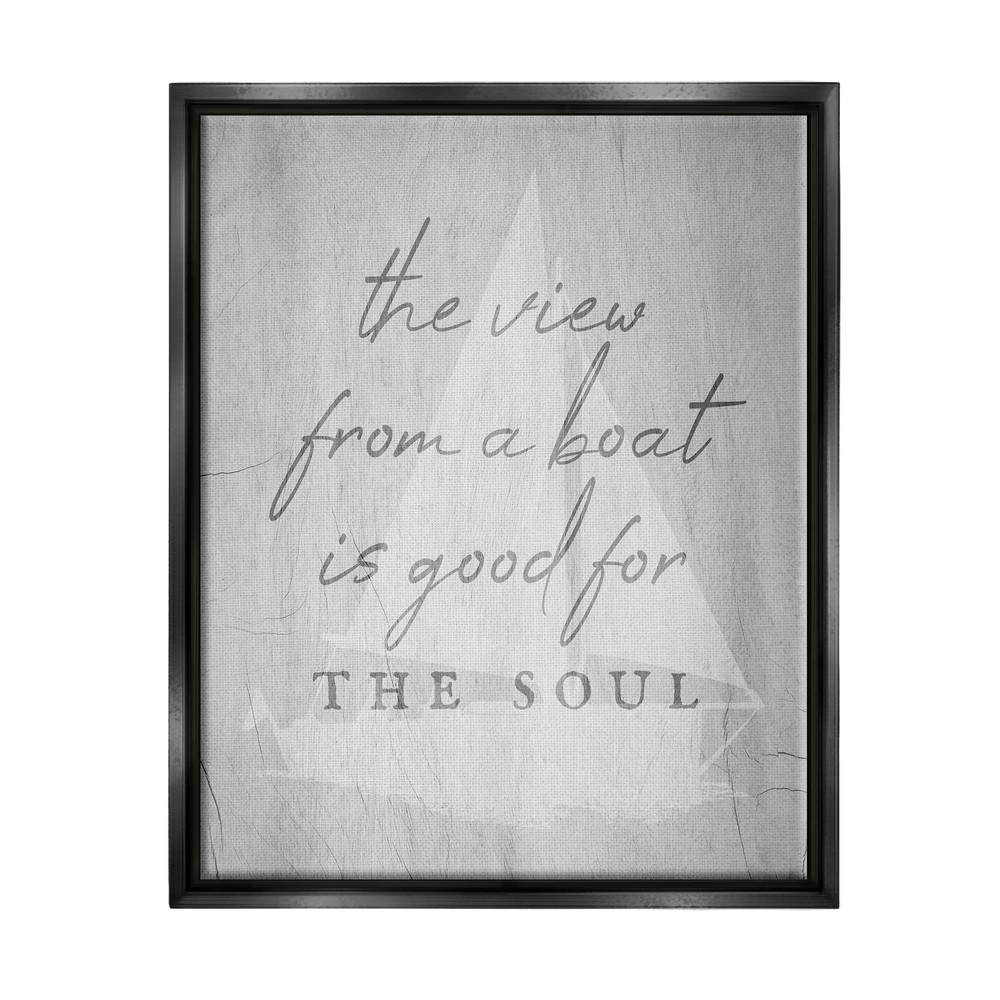 View From Boat Good For Soul Phrase Floating Framed Wall Art, Design by Lil' Rue