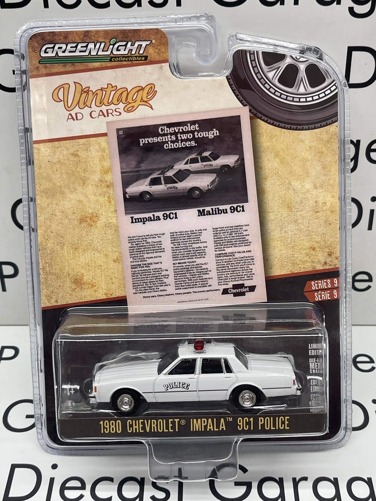 GREENLIGHT 1980 Chevrolet Impala 9C1 Police 1:64 Diecast Vintage Ad Cars