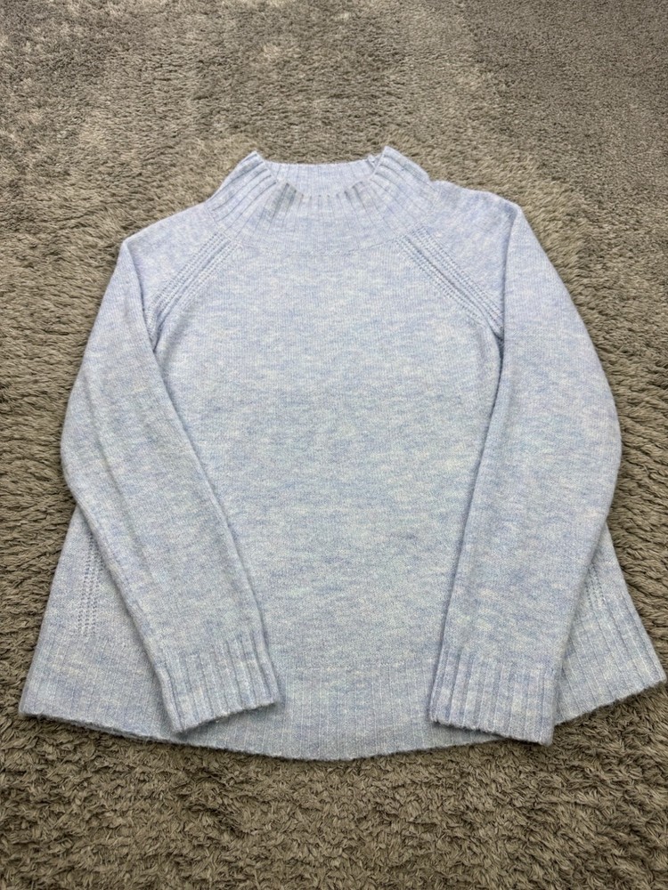 Jones New York Sweater Women XL Heather Blue Wool Blend Mock Neck Pullover Tunic