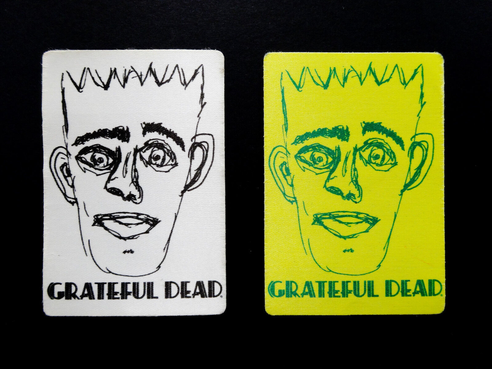 Vintage 1990s Grateful Dead Backstage Pass Pair Jerry Garcia Bob Weir Concert Art Sketch