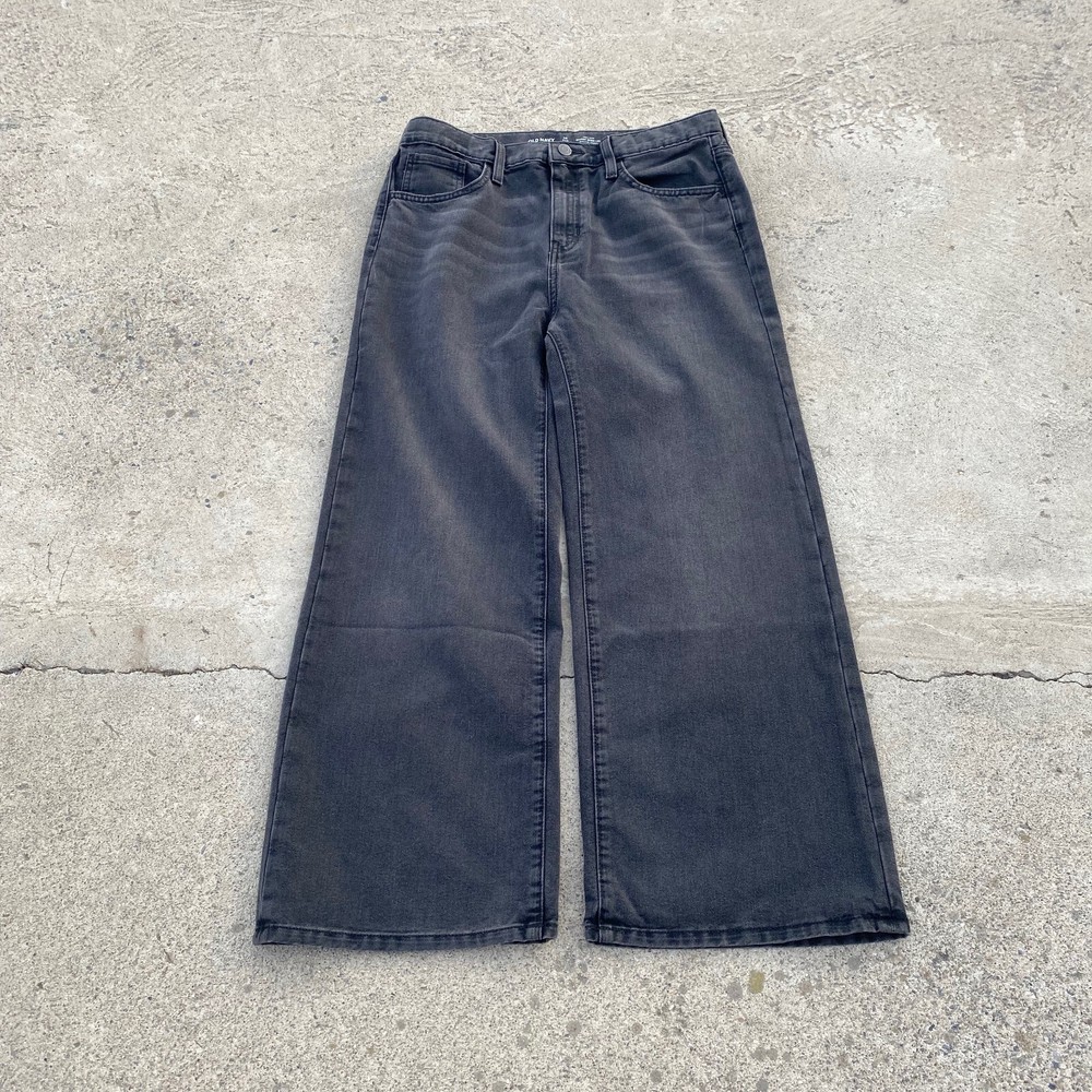 Vintage Old Navy Women’s High Rise Wide Leg Black Cargo Jeans Size 14 Y2K Style