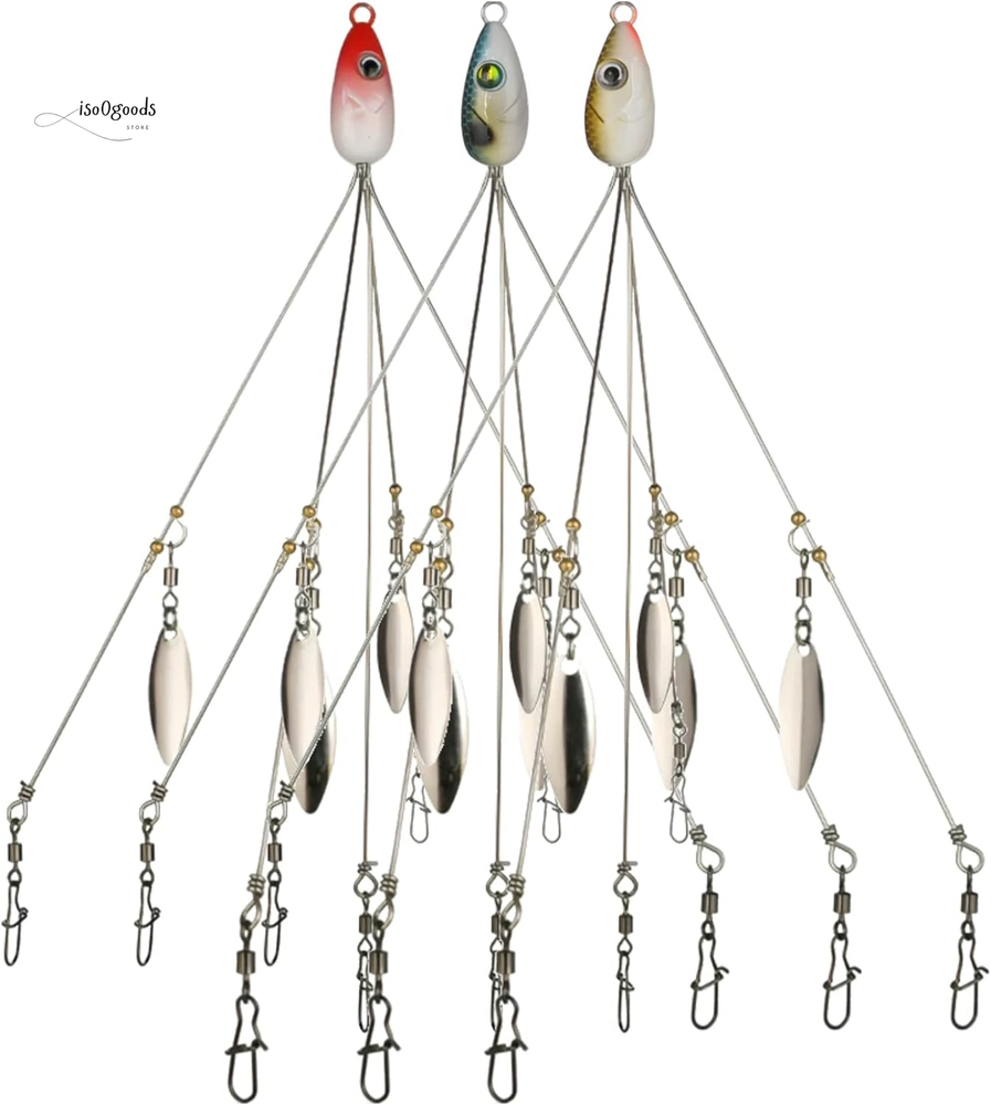 3 Pack 5-Arm Umbrella Rig with 4 Blades 21.5cm Alabama Fishing Lure Bait  
