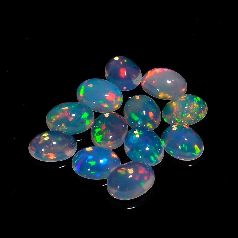 Natural Opal Cabochon Fire White Ethiopian Opal Oval Shape For Making Jewelry