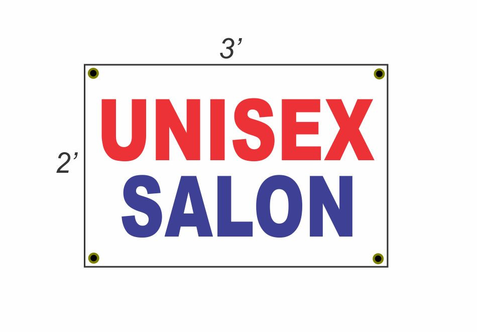 2x3 Unisex Salon Red White Blue Banner Sign New Discount Size Price