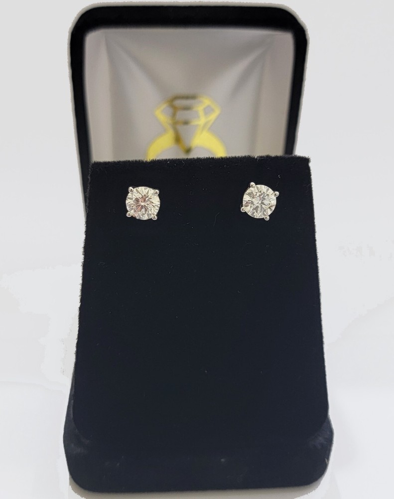 14K Gold Lab-Created 1CT Diamond Earrings Christmas Sale with Certificate-image
