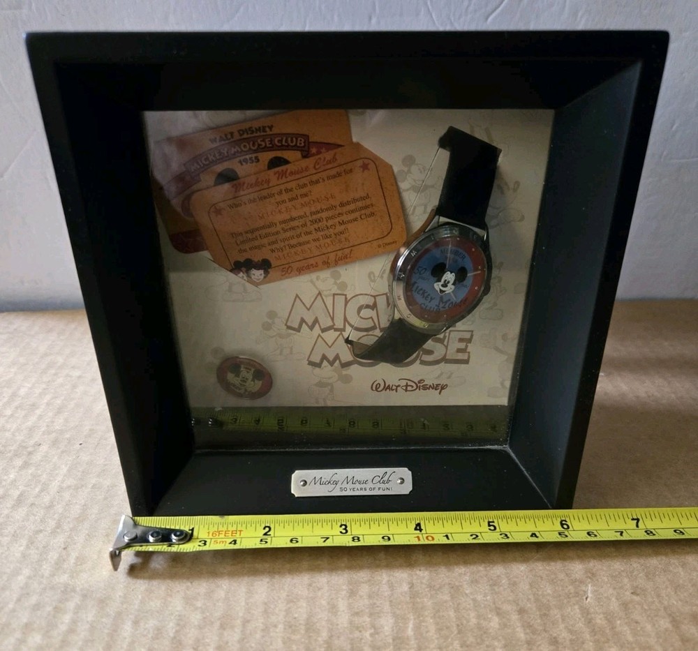 Vintage 1955 Mickey Mouse Club 50th Anniversary Watch & Pin Box Set Disney World  