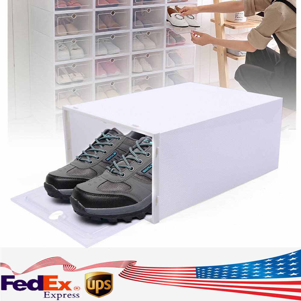 20-Pack White Stackable Foldable Shoe Storage Boxes for Sneakers