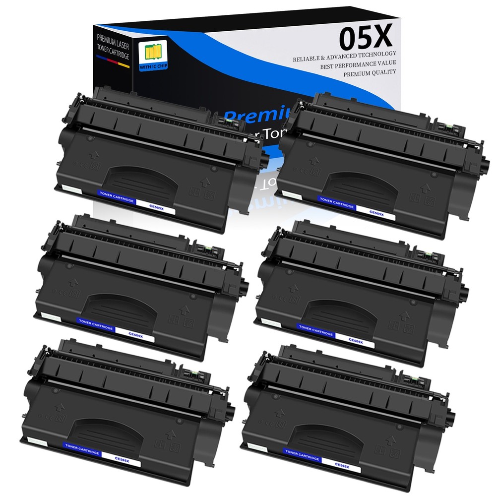 6PK Black CE505X 05X Toner Cartridge Compatible for HP P2055d P2055dn Printer