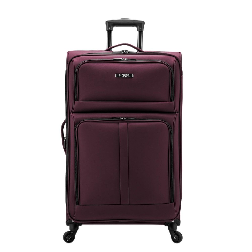 Anzio Softside Expandable Spinner Luggage, Burgundy, Checked-Large 30-Inch