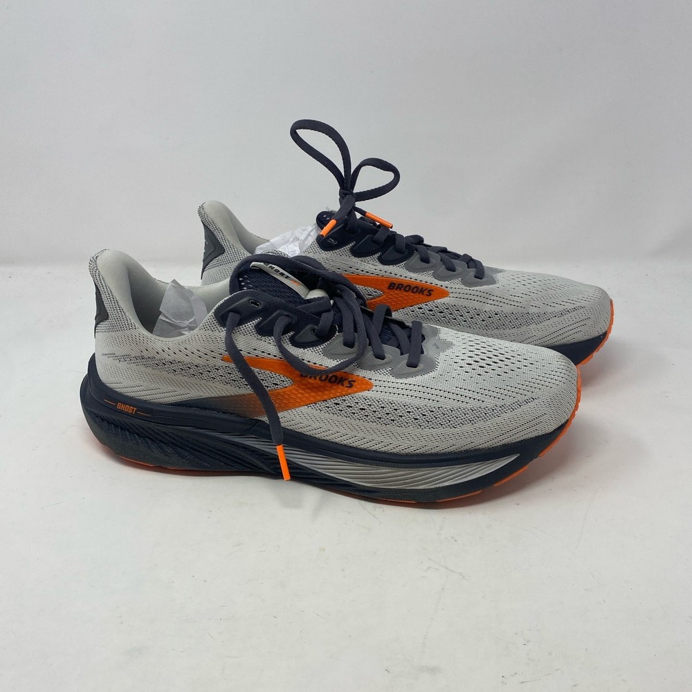 Brooks Ghost 17 Men 9.5 Wide Oyster/Orange/Ebony Running Shoes