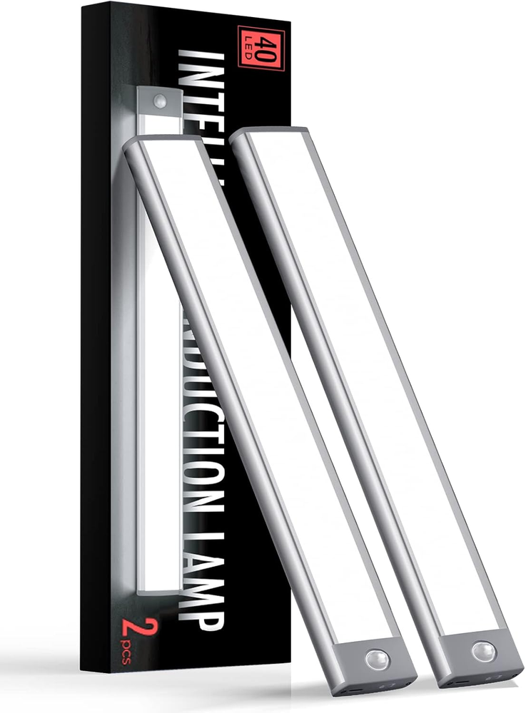 Under Cabinet Lighting（2 Pack）, Rechargeable Battery Operated 40 LED White Light