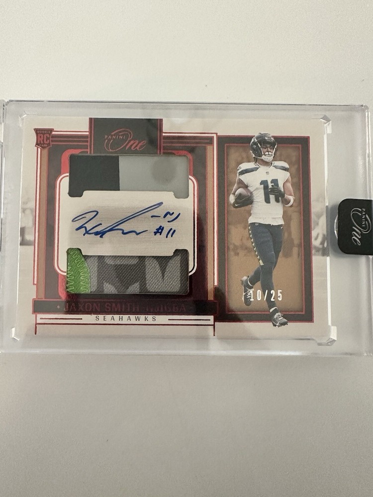 Jaxon Smith-Njigba 2023 Panini One Rookie Dual Patch Auto Red SSP /25 Sealed