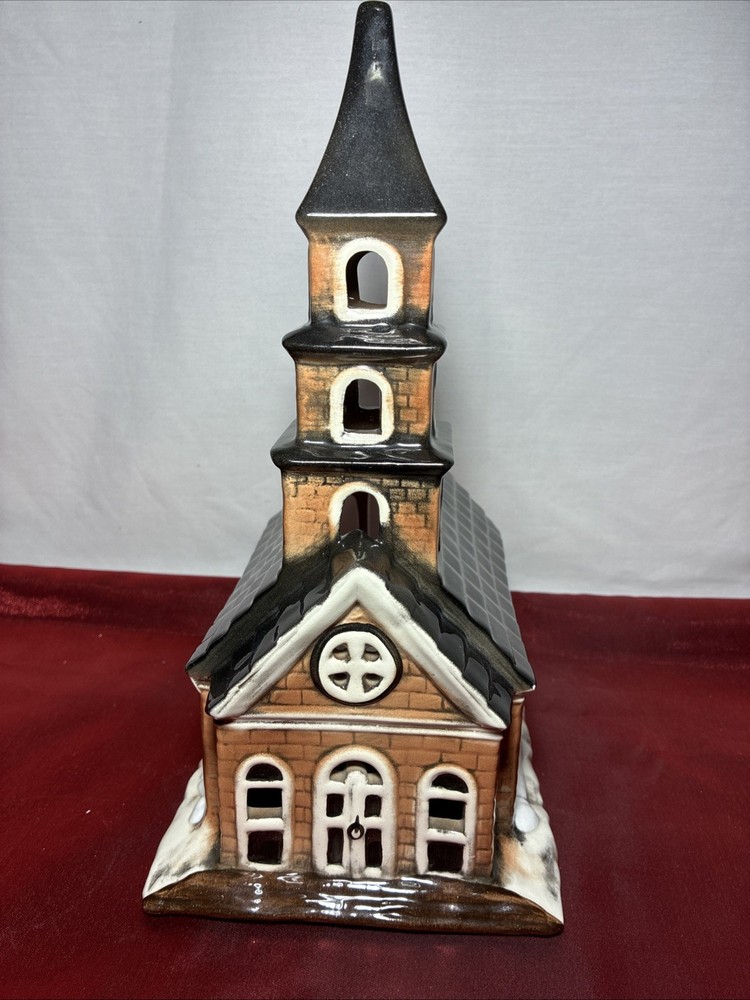 Byron Molds 1984 Ceramic Village Church House Christmas Painted Vintage