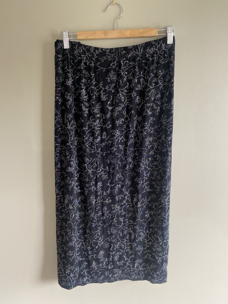 Y2K Bentley Plus Slinky Sparkle Skirt Black Long Formal 2X