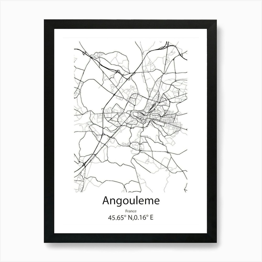Angouleme,France Minimalist Map Art Framed Wall Art Poster Canvas Print Picture