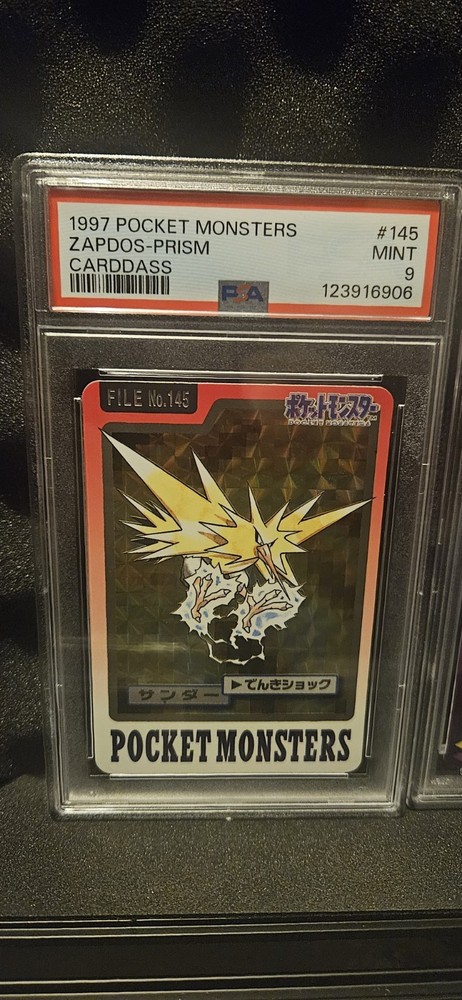 1997 POCKET MONSTERS CARDDASS #145 ZAPDOS-PRISM PSA 9