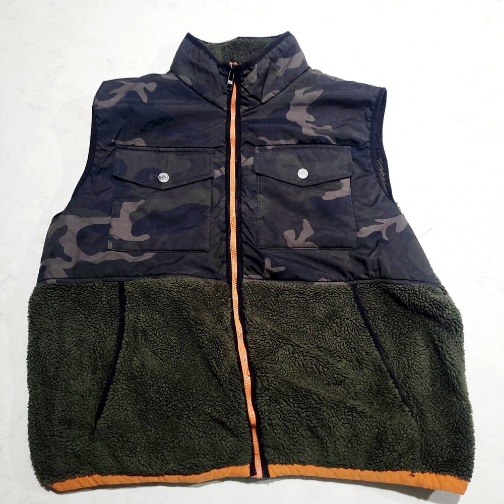 Michael Kors Camo Sherpa Fleece Vest for Men Size XL Faux Shearling EUC
