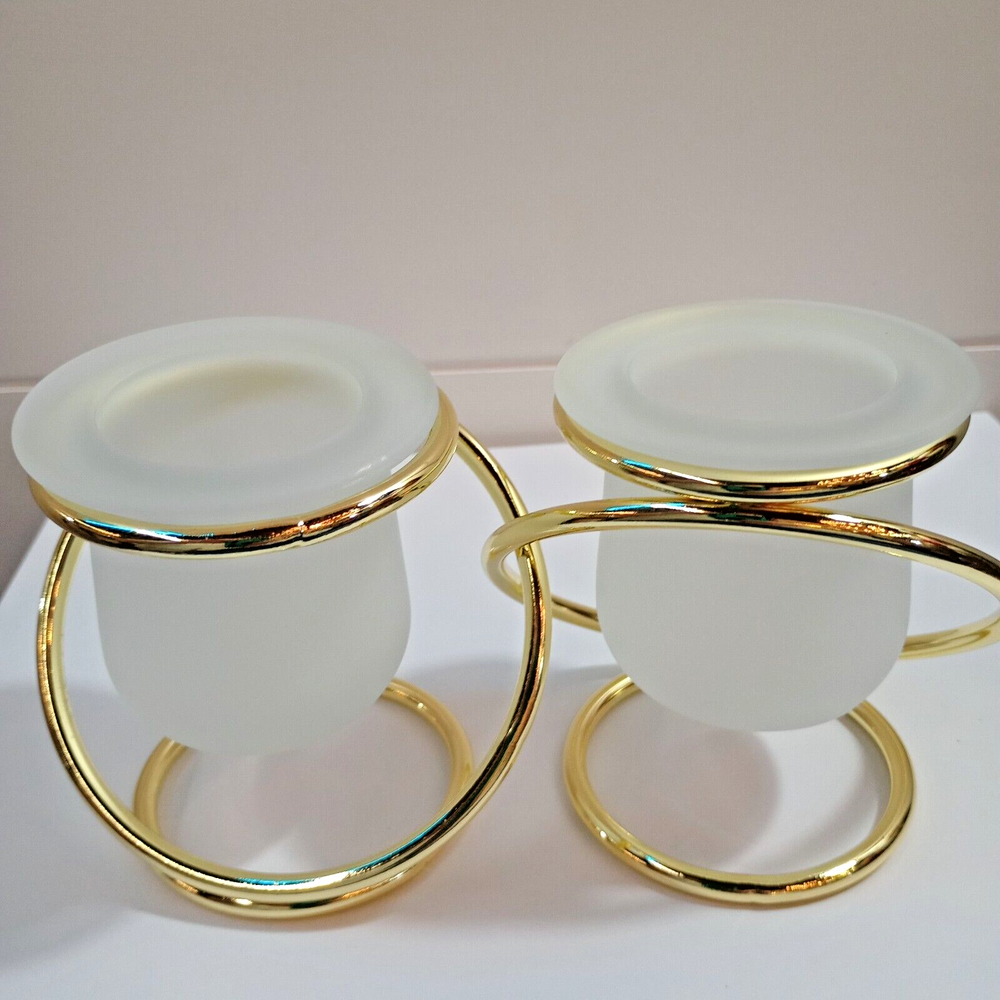 PartyLite Gemini Frosted Gold Votive Candle Holder New in Box