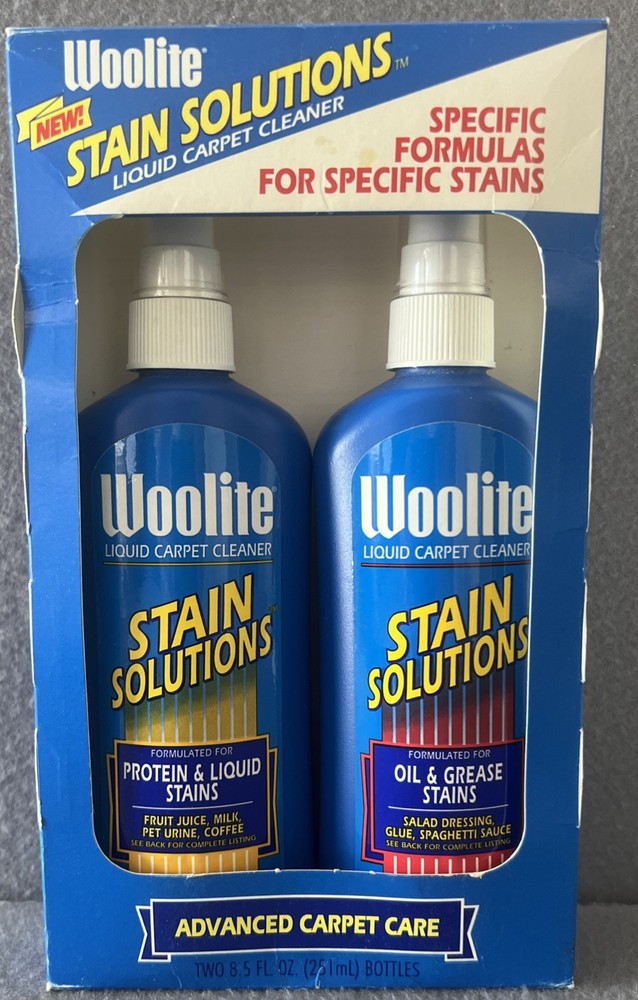 Vintage 2 Woolite Stain Solutions Carpet Care Liquid Cleaner in original box NOS