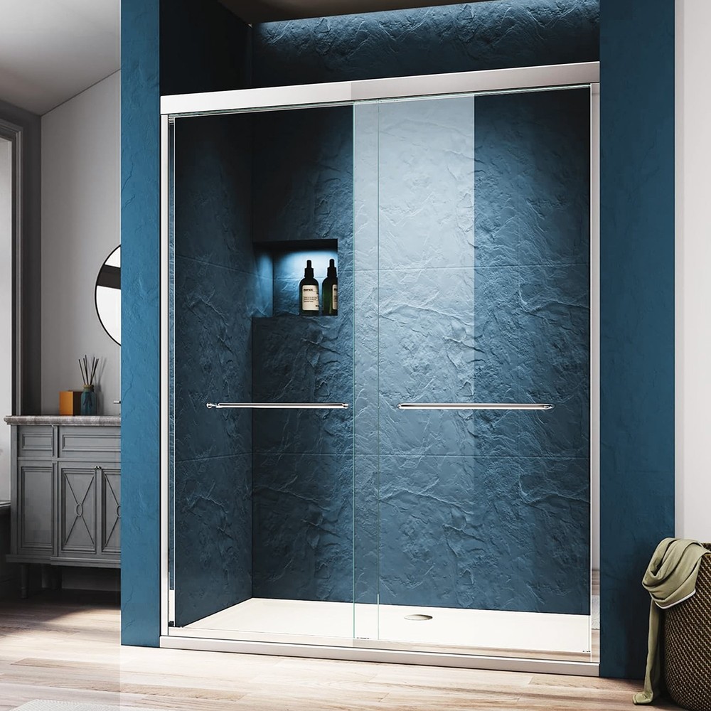 60x72 Chrome Framed Dual Sliding Shower Door for Bathroom