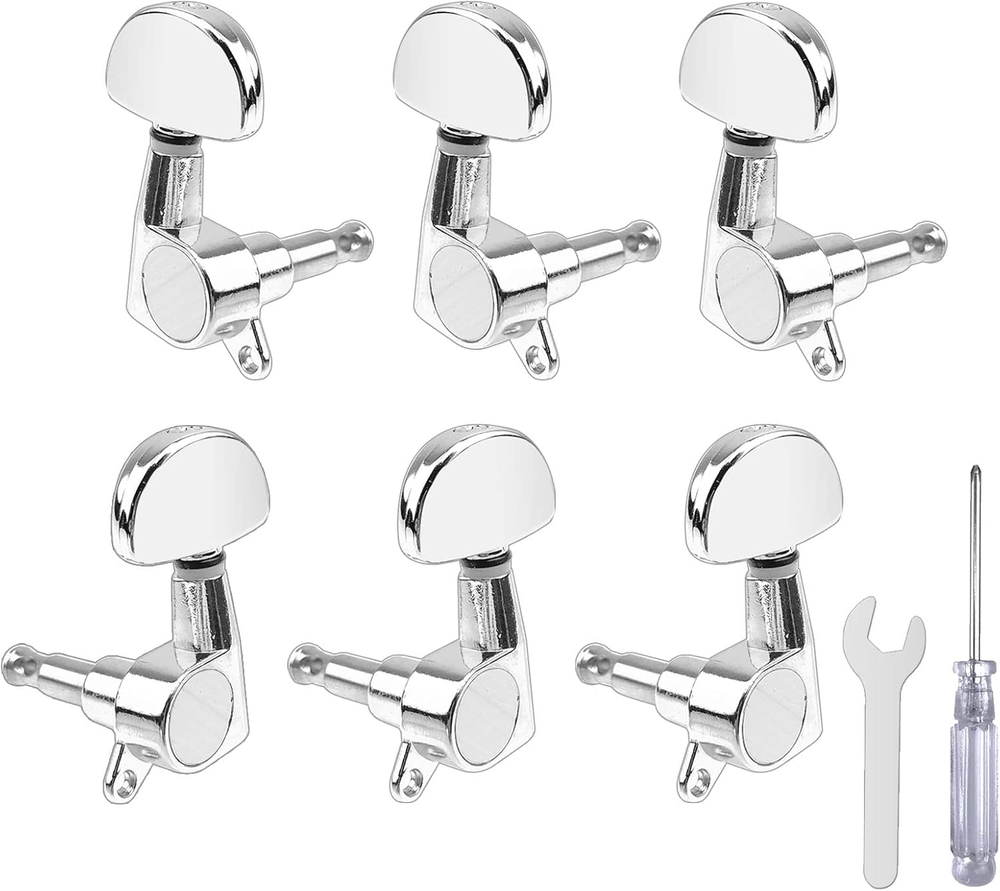 Guitar String Tuning Pegs - 6 Machine Heads for Electric/Acoustic Guitar