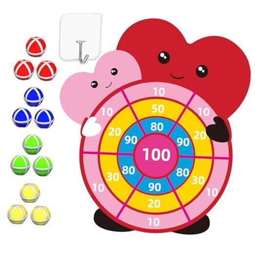 Valentines Day Gifts for Kids - 30 Inch Large Dartboard Game Set - Fun Valentine Toy Ideas-image