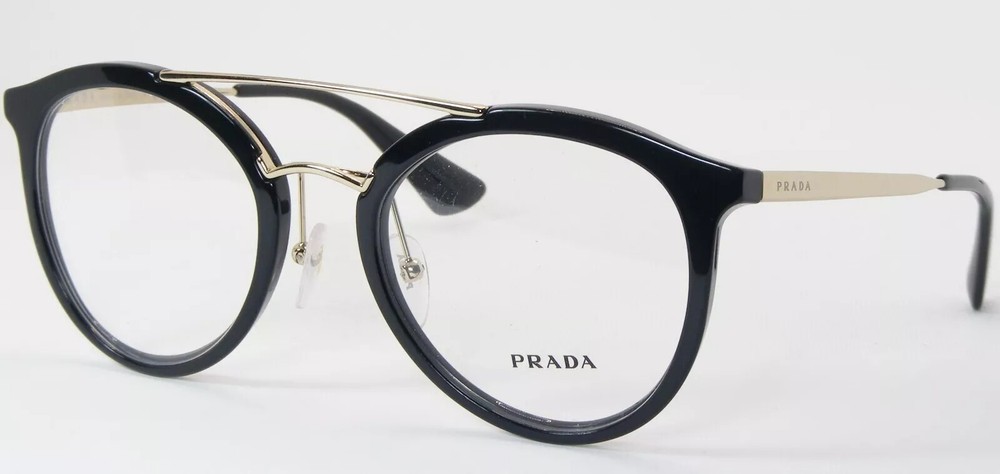 New Prada VPR 15T Black Gold Optical Frames 52mm Authentic Designer Eyeglasses