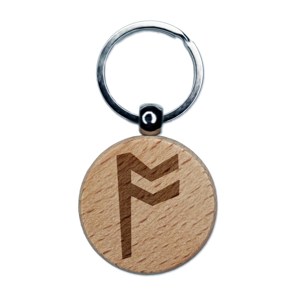 Norse Viking Dwarven Rune O Engraved Wooden Keychain Charm  