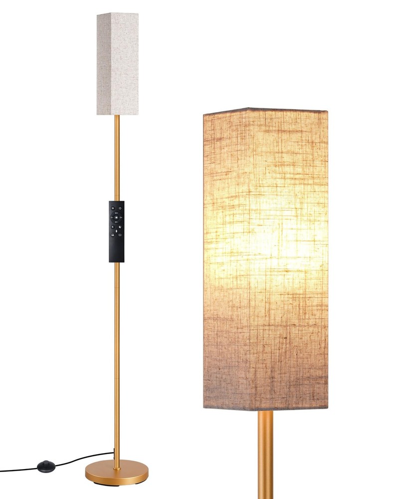 Modern Corner Floor Lamp with Remote - Stepless Dimmable Minimalist Reading Light