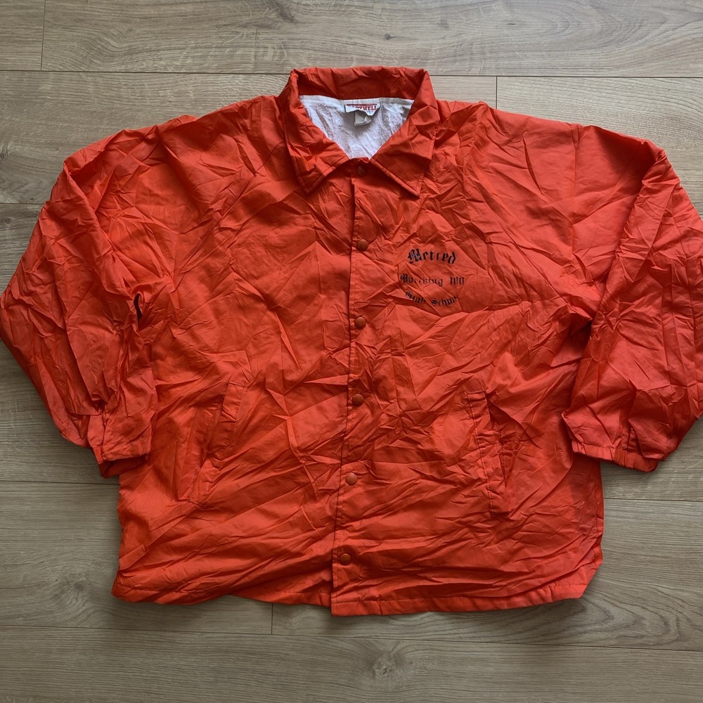 Hartwell Men’s XL Orange Nylon Coach Jacket Windbreaker