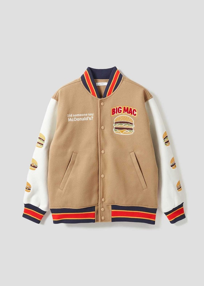 Graniph McDonald's Hamburgers Stadium Jumper Beige Size S-L JP NEW