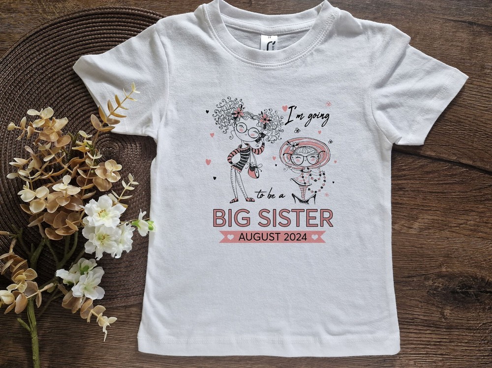 Big Sister announcement shirt Older Sister to be tee Baby birth reveal idea Gift