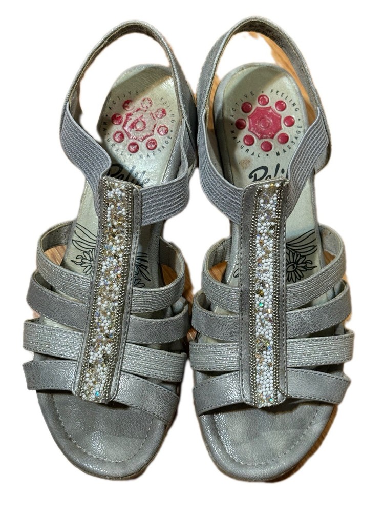 Silver Rhinestone Strappy Sandals by Relife
