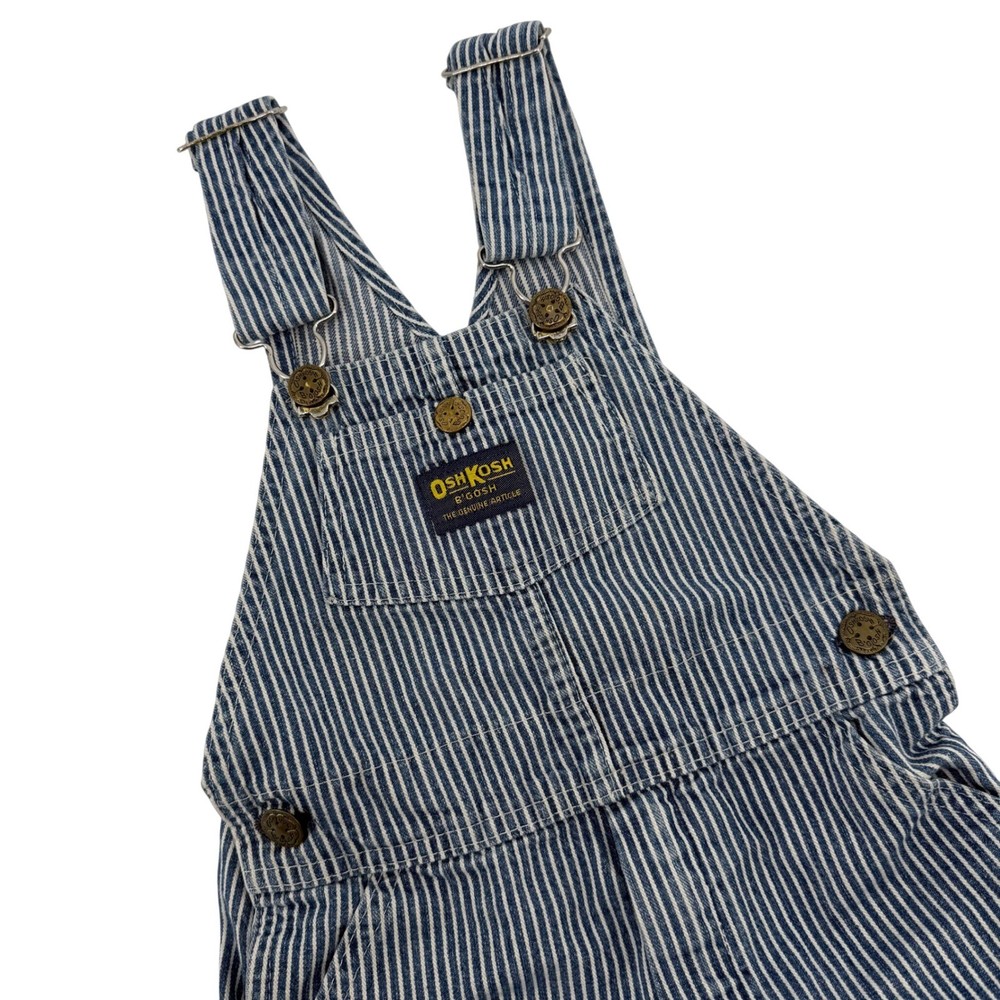Vintage OshKosh B'gosh Toddler Size 4T Hickory Stripe Shortalls Vestbak USA