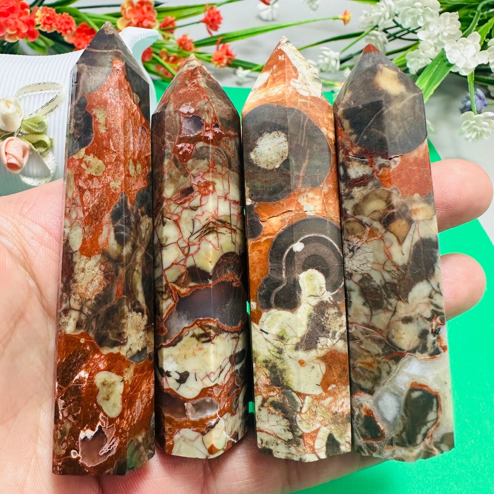 80g Natural Money Agate Obelisk Quartz Crystal Wand for Reiki Healing