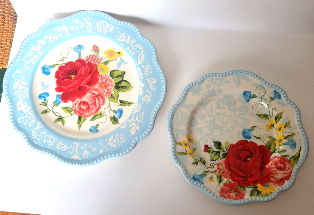 Lot of 4 Pioneer Woman floral plates: 3 dinner & 1 salad plate