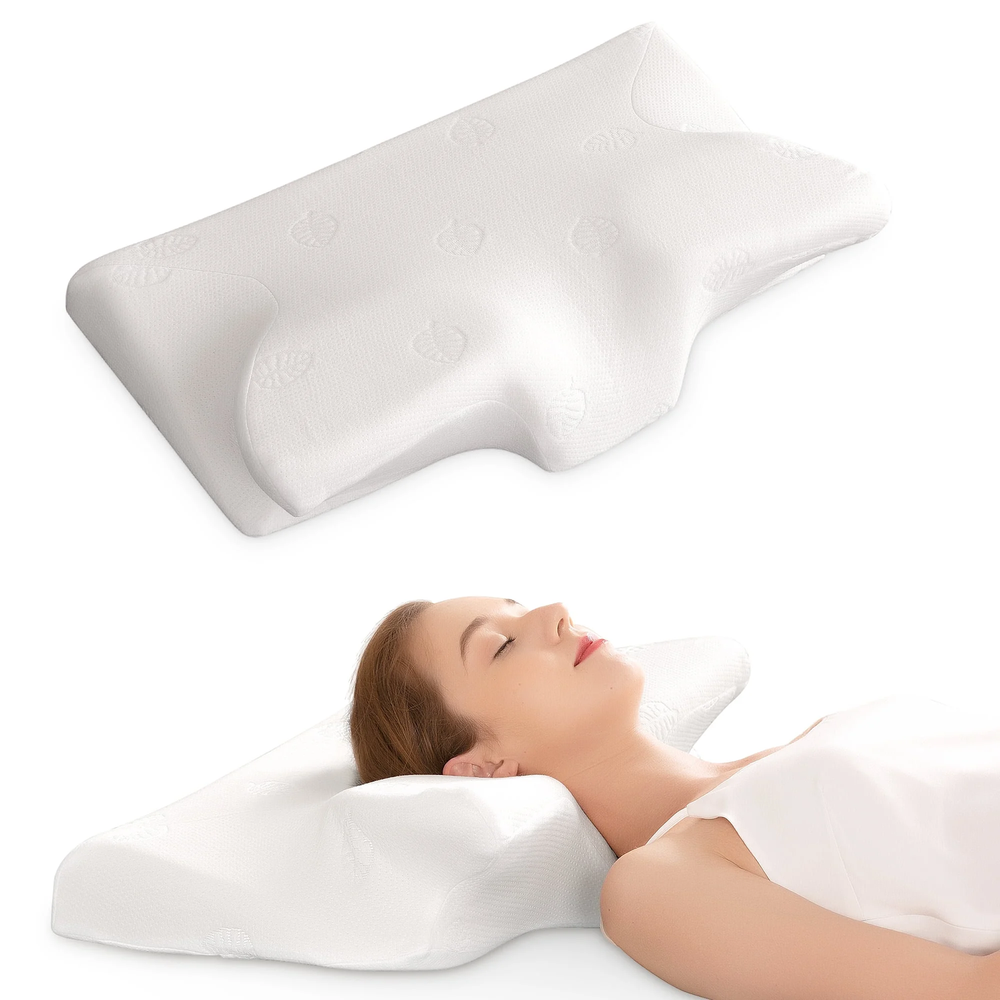 CertiPUR-US Certified Cervical Memory Foam Pillow for Side Back Stomach Sleepers
