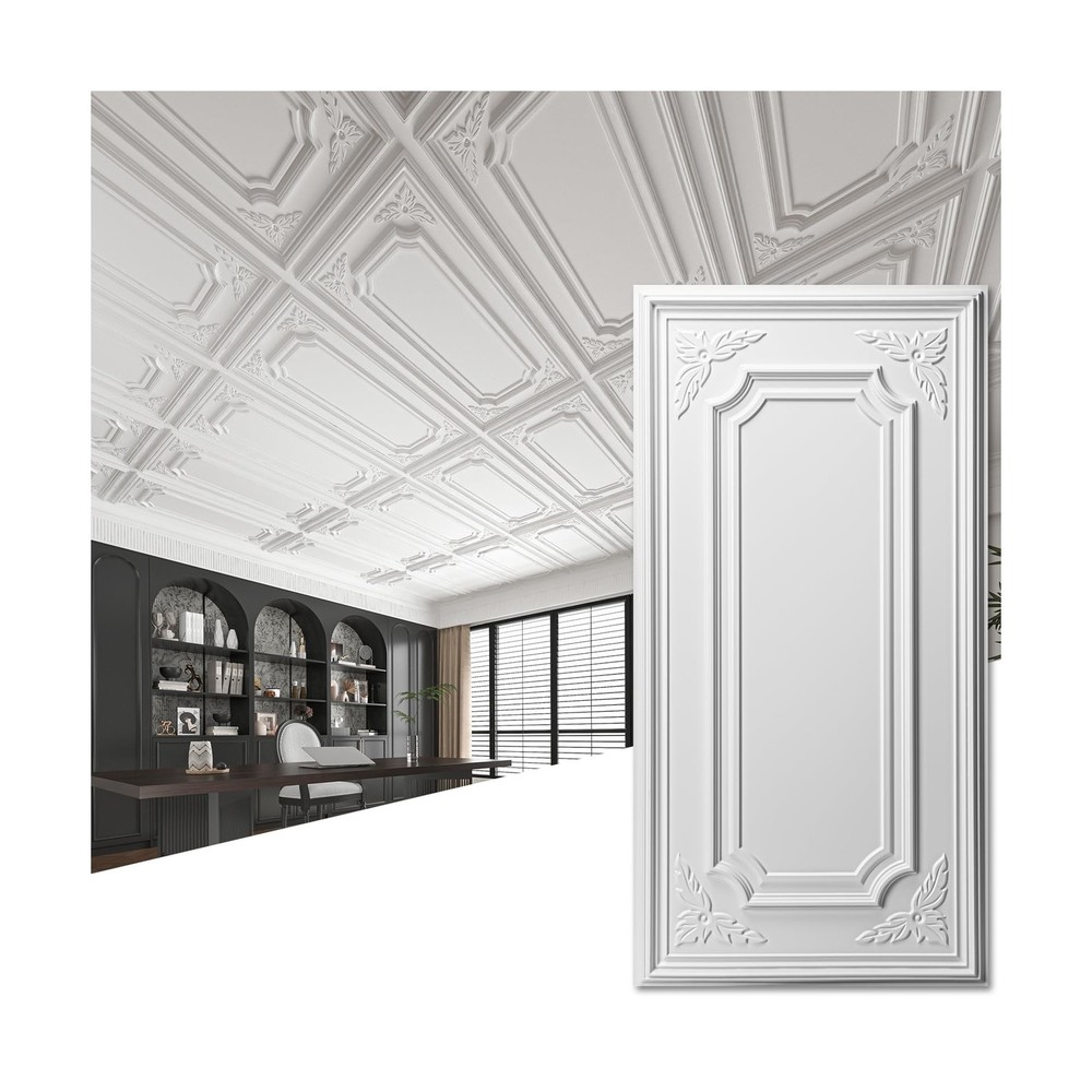 Art3dwallpanels 12 Pack Drop Ceiling Tiles, 2x4 Ft PVC Decorative 3D Wall Pan...