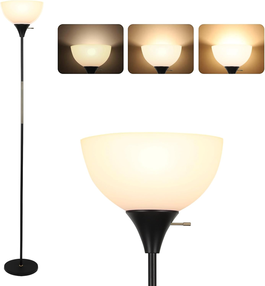 Dimmable LED Floor Lamp with 3 Brightness Levels and Rotary Switch