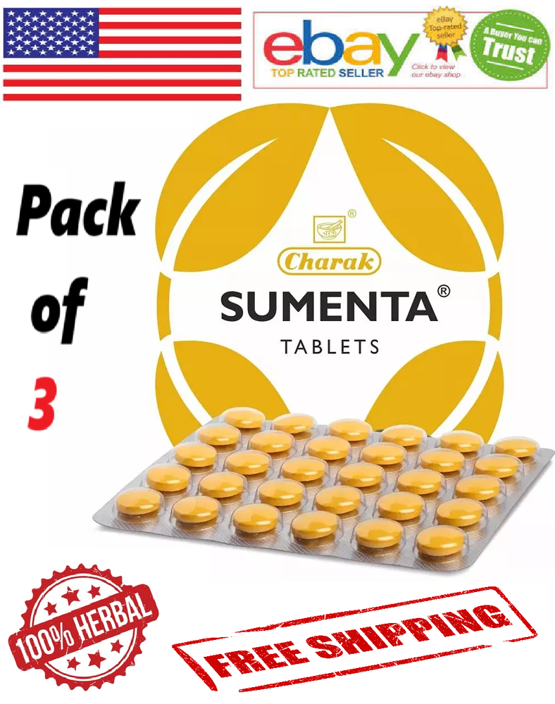 3x Charak Sumenta 30 Tabs Each Reduce Stress & Anxiety Regulates Sleep Free Ship