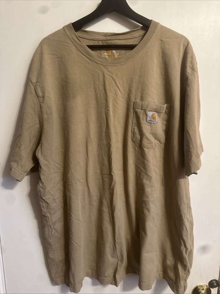 Carhartt Men's Original Fit Short Sleeve T-Shirt Tan/Beige Size 2XL - K87 DES