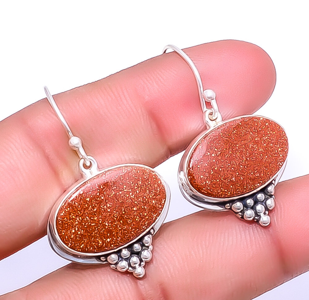 Golden Sunstone Designer Handmade 925 Silver Earring 1.56