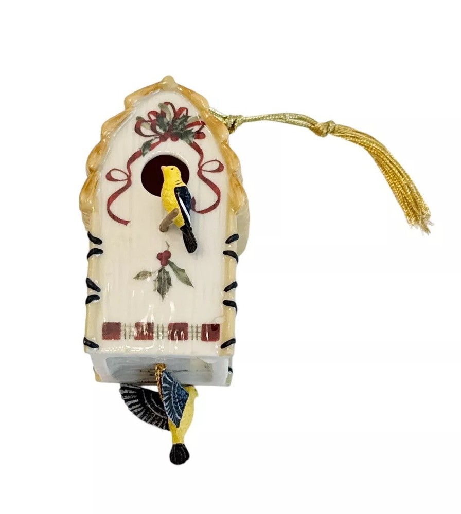 Lenox 2002 Winter Greetings Porcelain Yellow Bird Christmas Ornament