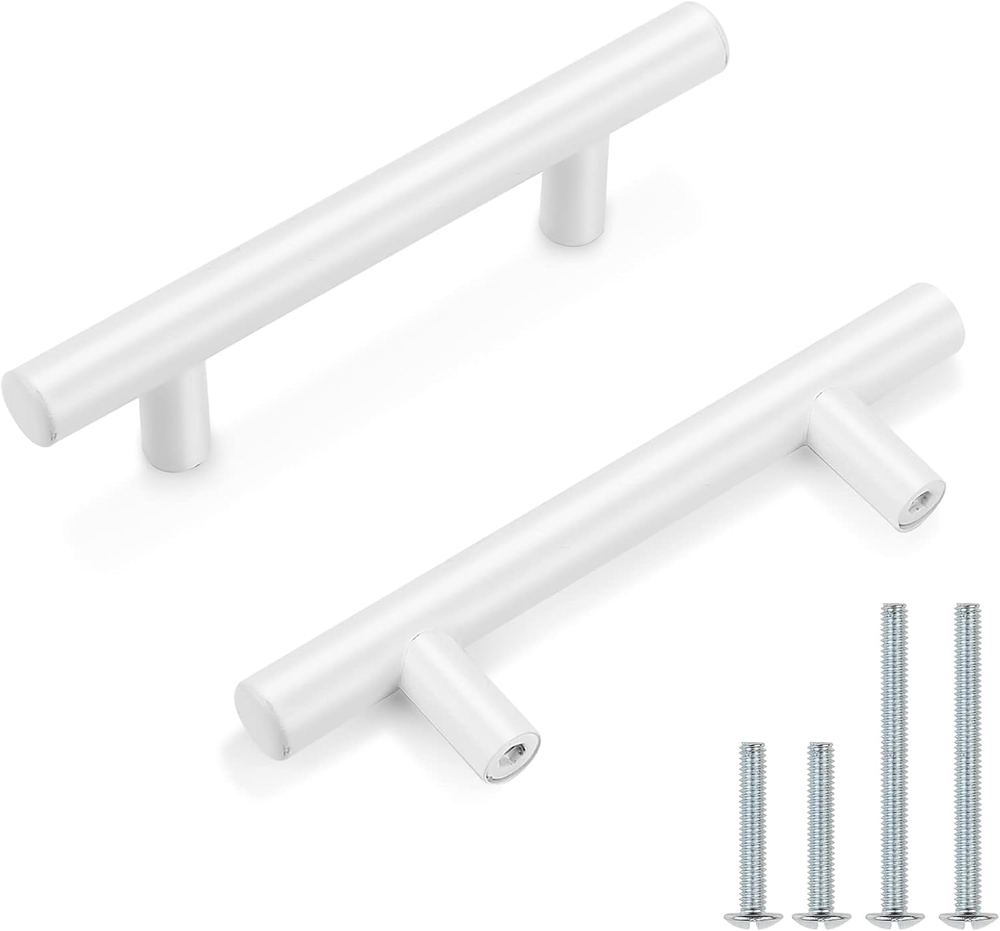 Probrico 15-Pack 3 Inch White Euro T-Bar Cabinet Pulls for Kitchen