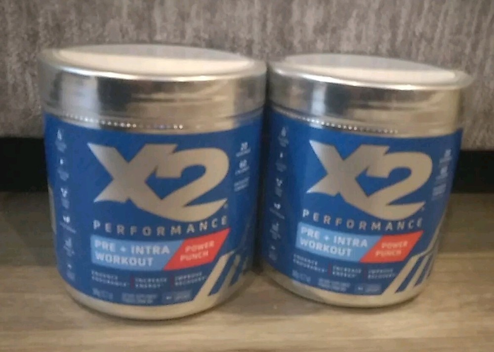 X2  Performance FRUIT PUNCH Clean Pre Workout Intra  Powder Men Women   Lot Of 2