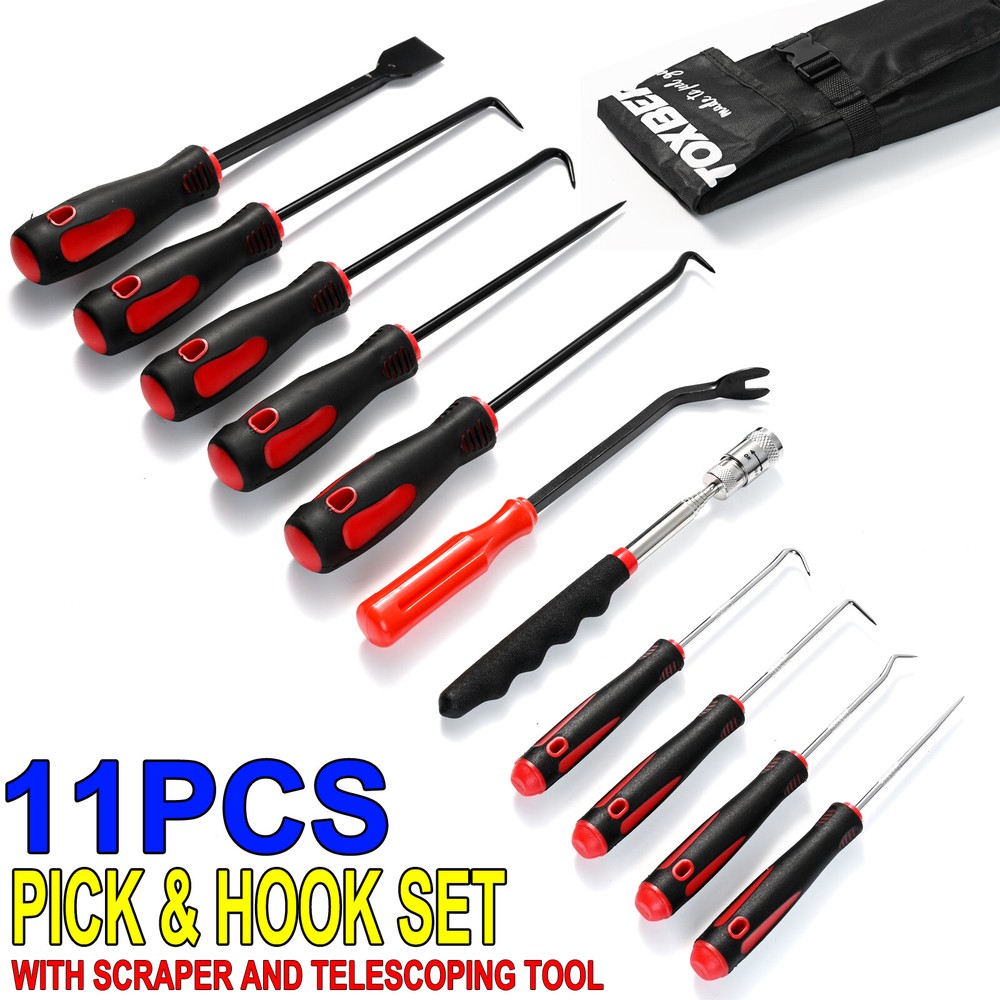 11x Pick Hook Set Magnetic Telescoping Scraper Automotive Electronic Hand Tools.