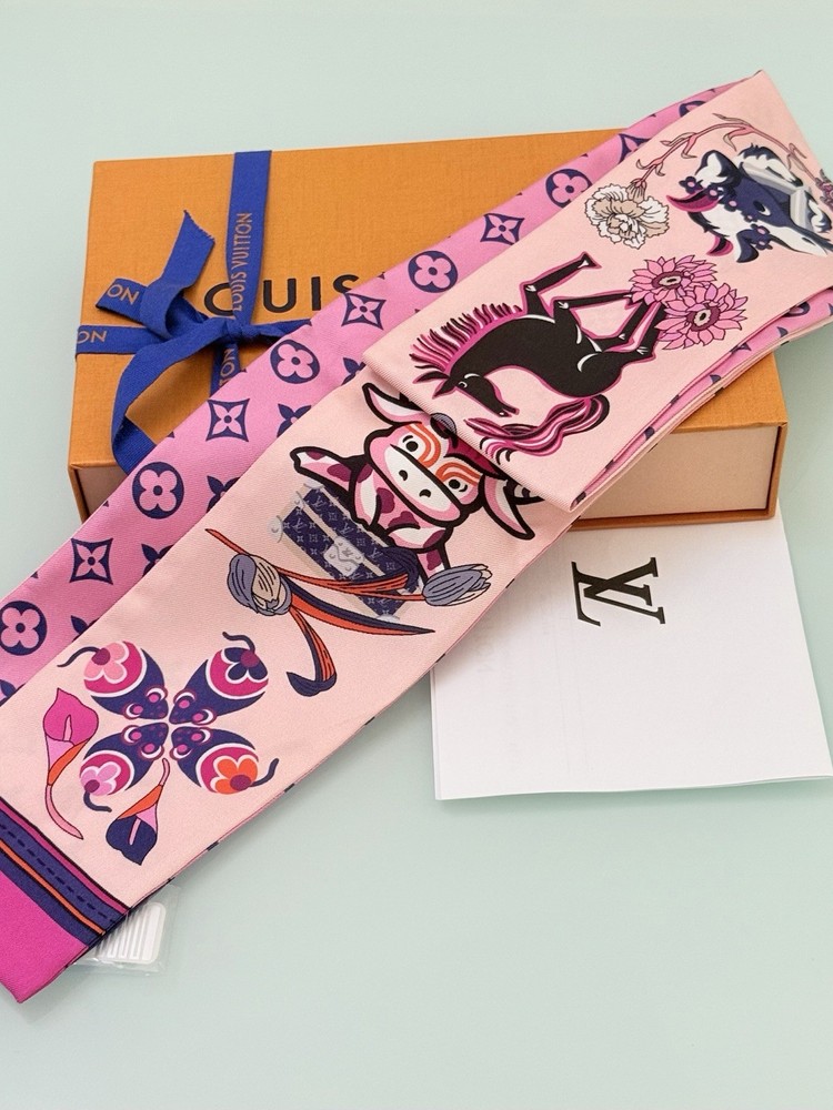 Louis Vuitton Pink Lucky Monogram Scarf Superstition Feng Shui Bandeau