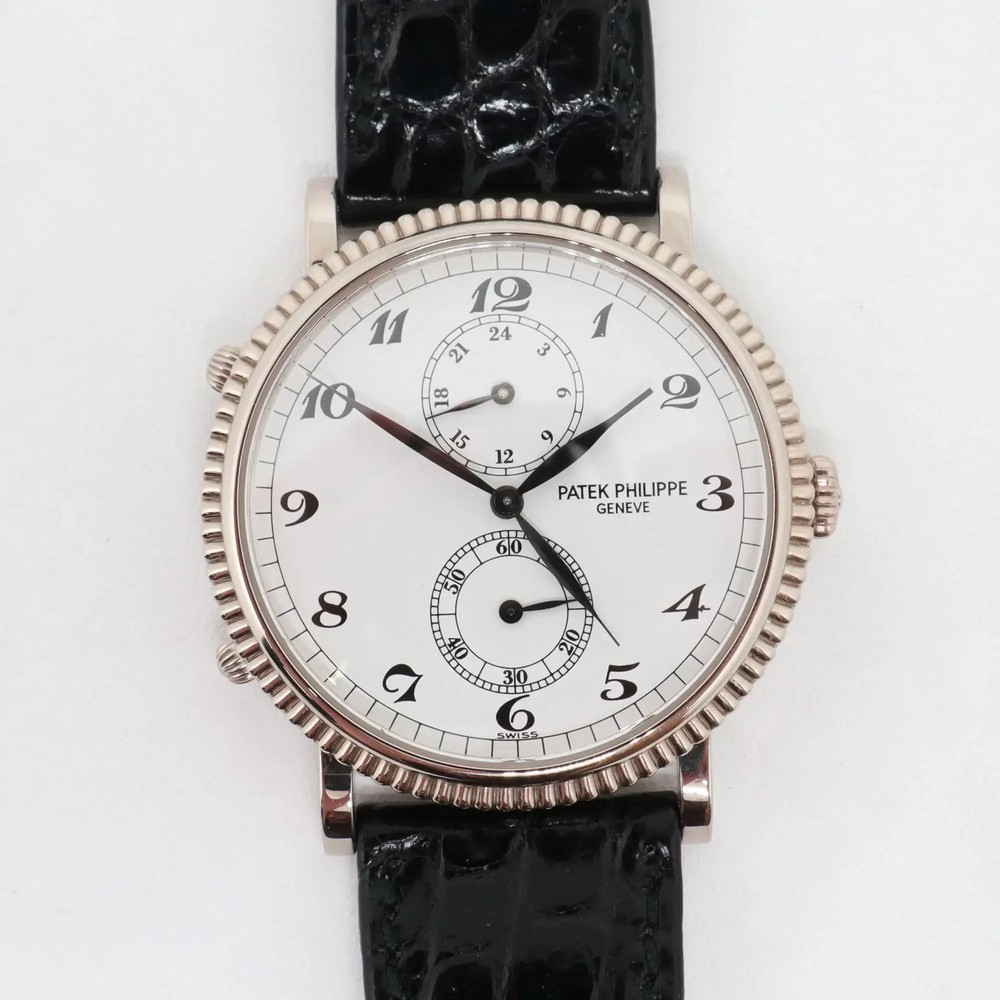 1999 Patek Philippe 5034G Travel Time 18k White Gold Manual Wind Watch Mint Condition