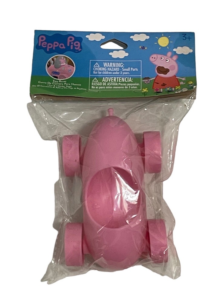 Peppa Pig Easter Pink Plastic Car Egg Racer Sealed With Stickers NIP