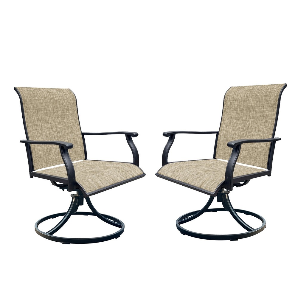 Swivel Dining Chairs Set of 2 Outdoor Textilene Patio Chairs